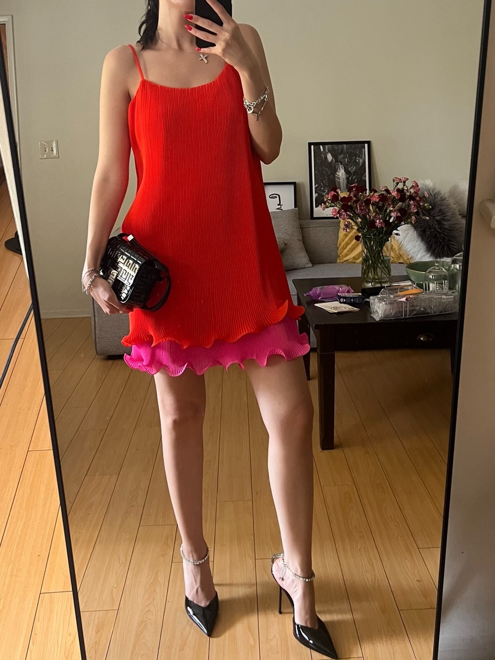 Milly Bianca Pleated Ruffle Mini Dress